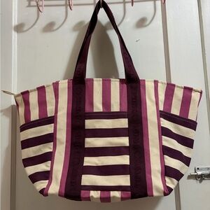 Victoria's Secret Purple and Cream Striped Tote